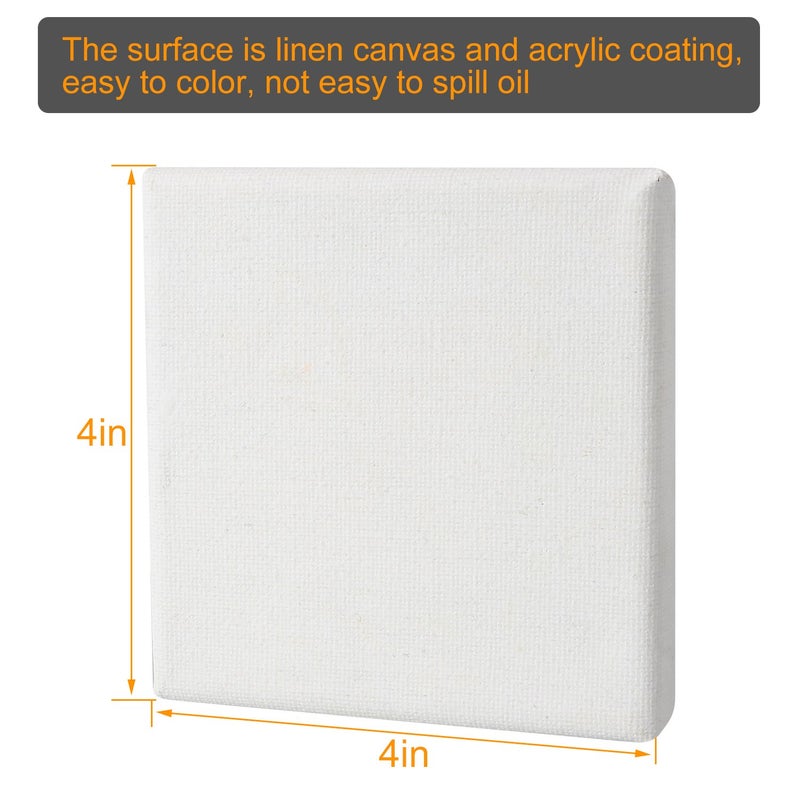 CBTONE 24 Pack Mini Canvas Panels 4" x 4", 100% Small Cotton Stretched Canvas Boards for Painting Craft Drawing Small Acrylics Canvas - Image 2